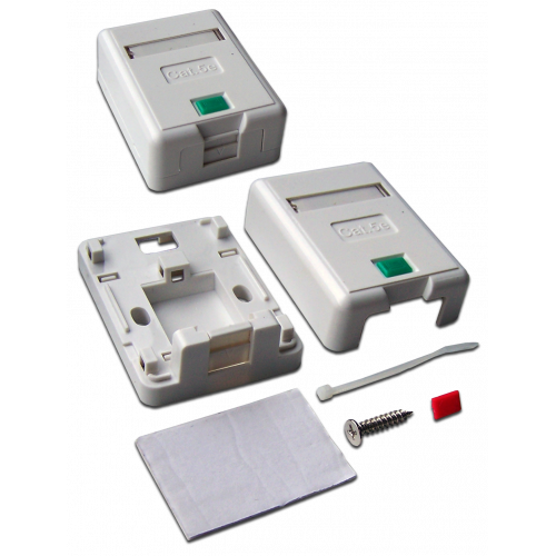 Коробка настенная на 1 кейстоун, с защитной шторкой, белая